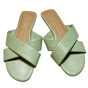Top Moda Light Green Slip On Sandals Size 10